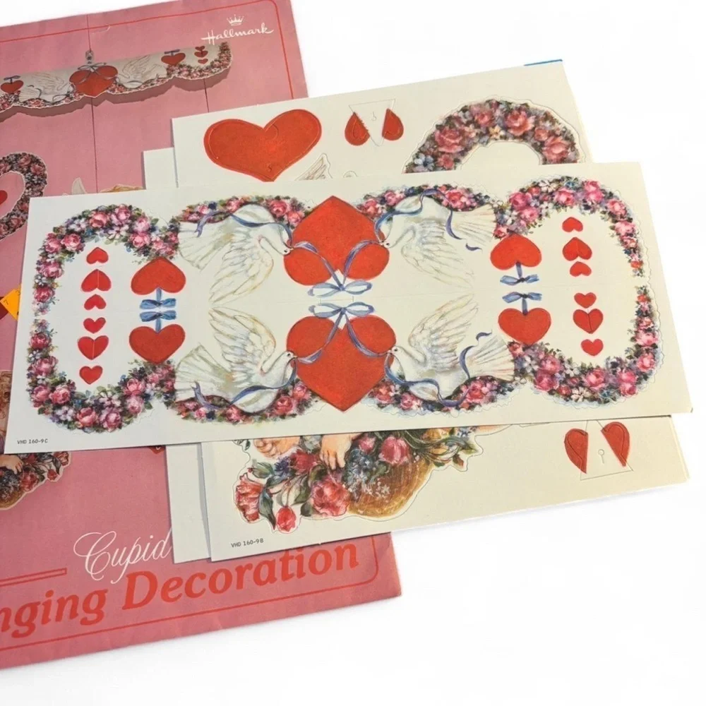 VTG 80s Cherub Valentines Day Hanging Paper Decorations Unused Coquette